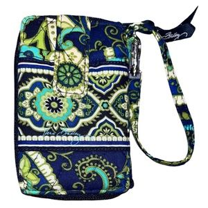 VERA BRADLEY Blue and Green Floral Print Wristlet Wallet